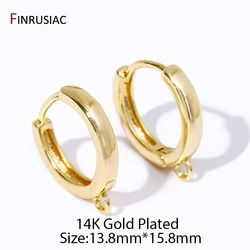 Gold Plated Brass Huggie Earring Hooks - Elegant Hoop Design - 1 pair (14K Gold Plated)