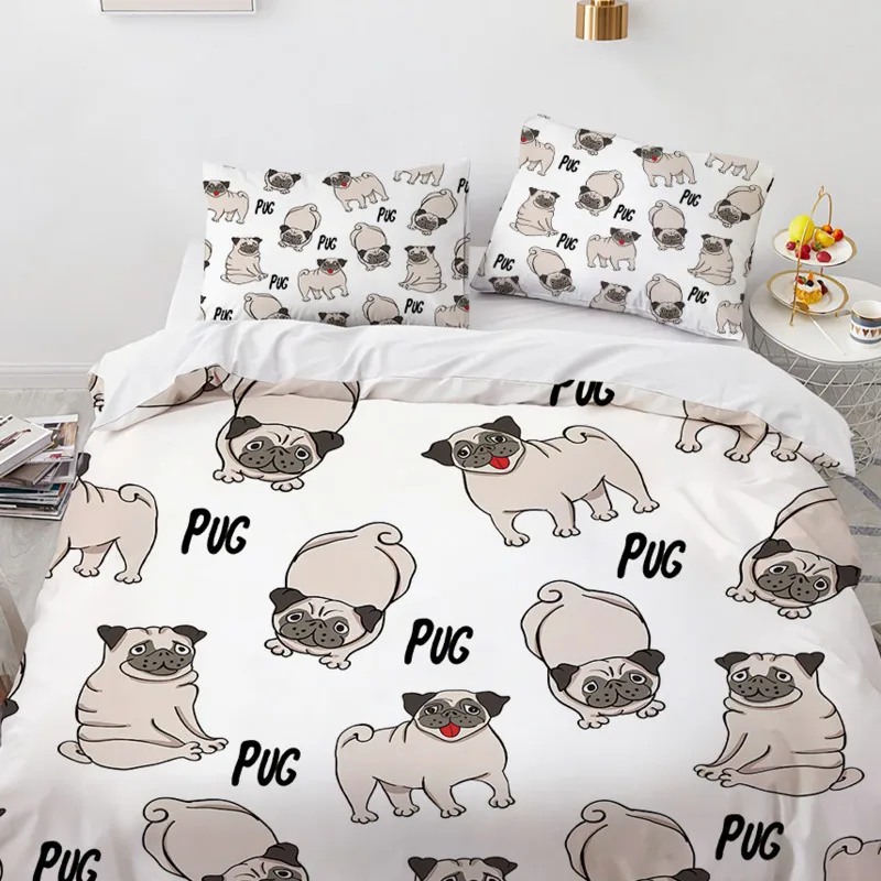 

Cartoon French Bulldog Bedd Set 3pcs Single Double Twin Full King Size Cover Set Children Bedclothes Cute Cover And Pillowcase