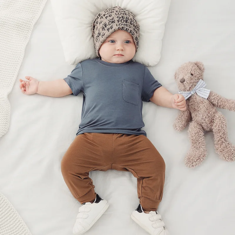 Bamboo Fiber Summer Infant T-Shirt Baby Boys Girls Round Neck Short Sleeve Top Pullover Toddlers Casual Newborns Tees 4