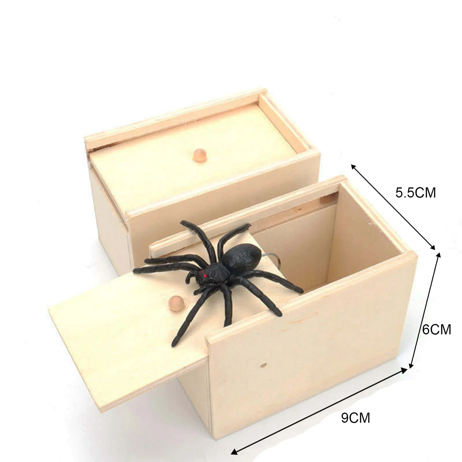 S36107fe3ffcd4ac8b1a038bb3b390032M Trick Spider Funny Scare Box Wooden Hidden Box Quality Prank Wooden Scare Box Fun Game Prank Trick Friend Office Toys