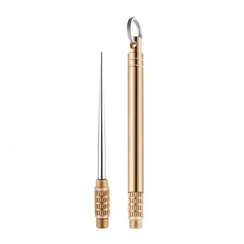 Toothpick Set 1PC Brass Titanium Alloy Telescopic Toothpick Keychain Pendant