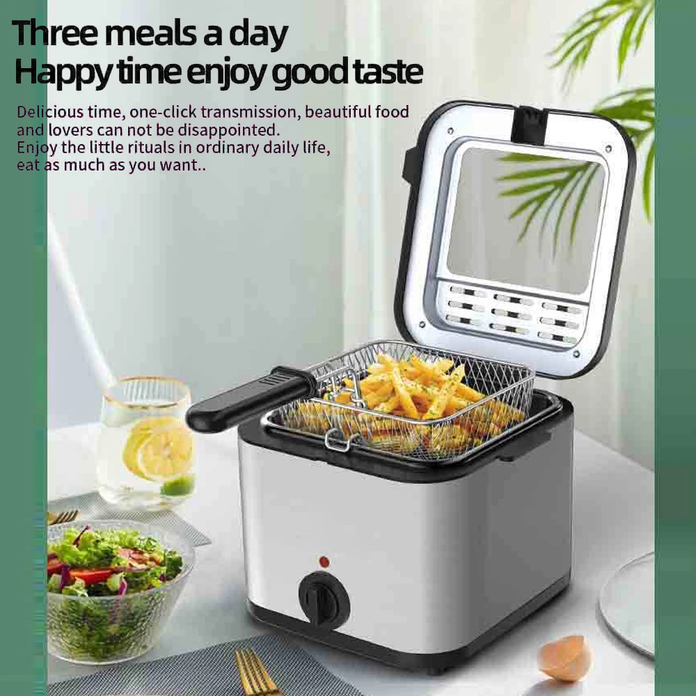 2.5L Electric Fryer Household Mini Electric Fryer 1000W Multiple Function Stainless Steel Fryer Kebab French Fries Machine