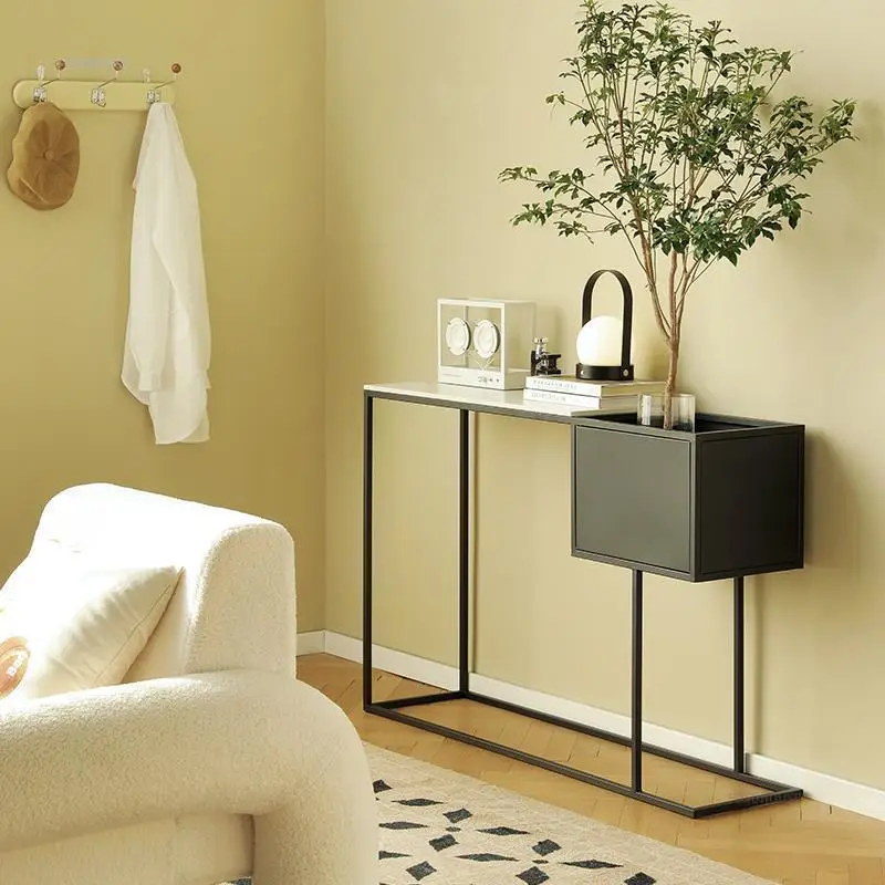 طاولة كونسول رخامية شمالية مع رف زهور ، طاولة فاخر...