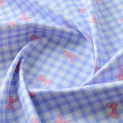 Grid Bow Print 100% Cotton Fabric for DIY Sewing and Crafting Projects (PURPLE)