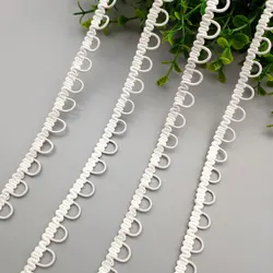 Elastic Button Loop Trim - 5 Yards for Sewing Bridal Dresses, Corsets & DIY Crafts (White)