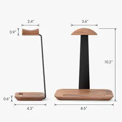Elegant Wooden Headphone Stand with Storage Base (Headphone Stand)