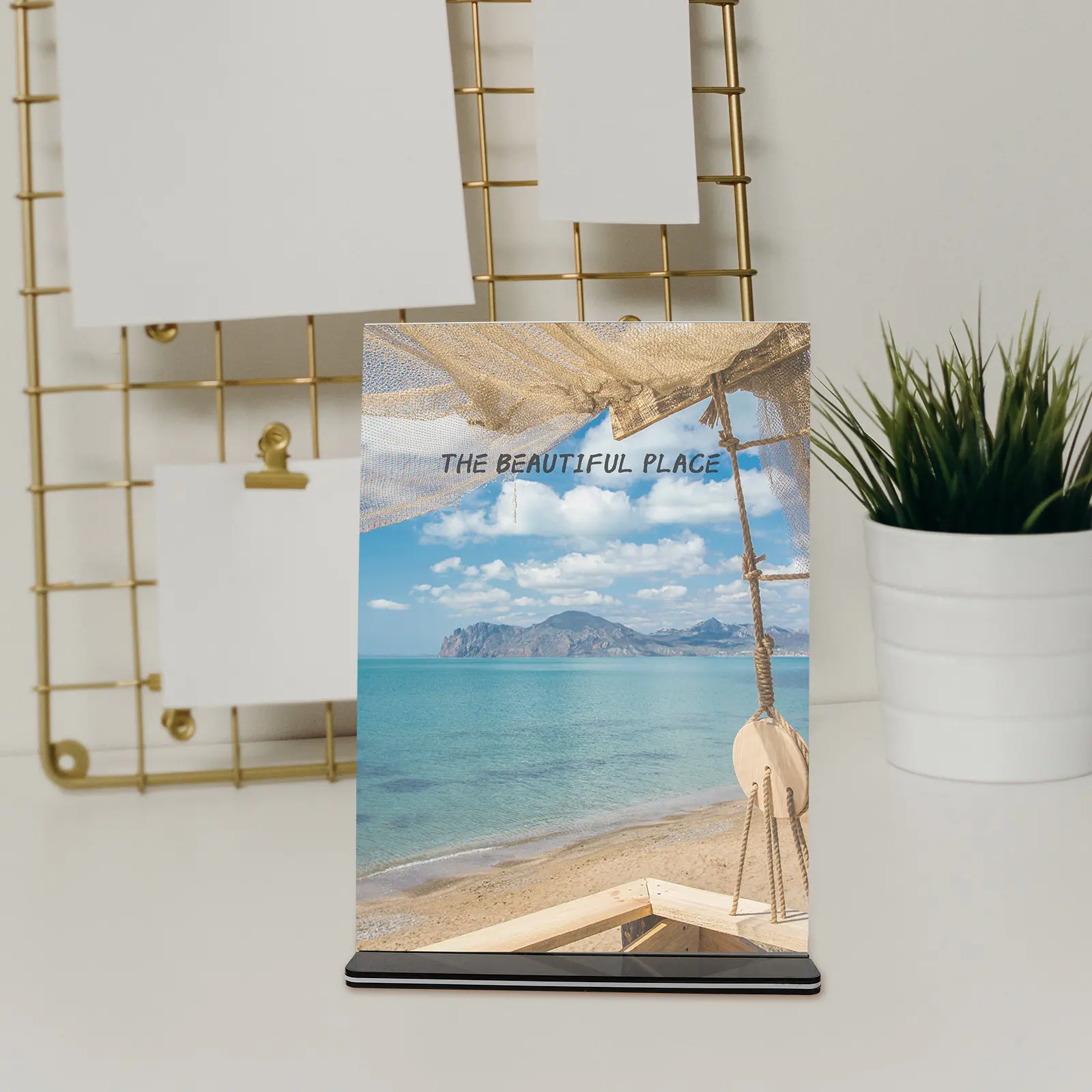 아크릴 사인 홀더 투명 메뉴 디스플레이 스탠드 레스토랑 사무실 테이블용 데스크탑 포스터 홀더 아크릴 라벨 스탠드