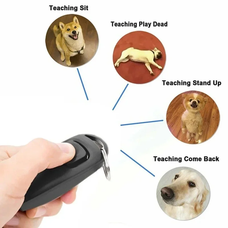 Pet Multifunction 2 in 1 Clicker & Whistle Dog Trainer Clicker With Keyring Pet Puppy Trainer Dog Flute & Supplies