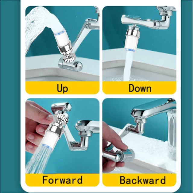 Universal 1440 Degree Rotatable Faucet Aerator Extender Plastic Splash Filter Faucets Bubbler Nozzle Robotic Arm 2 Modes Faucet 5