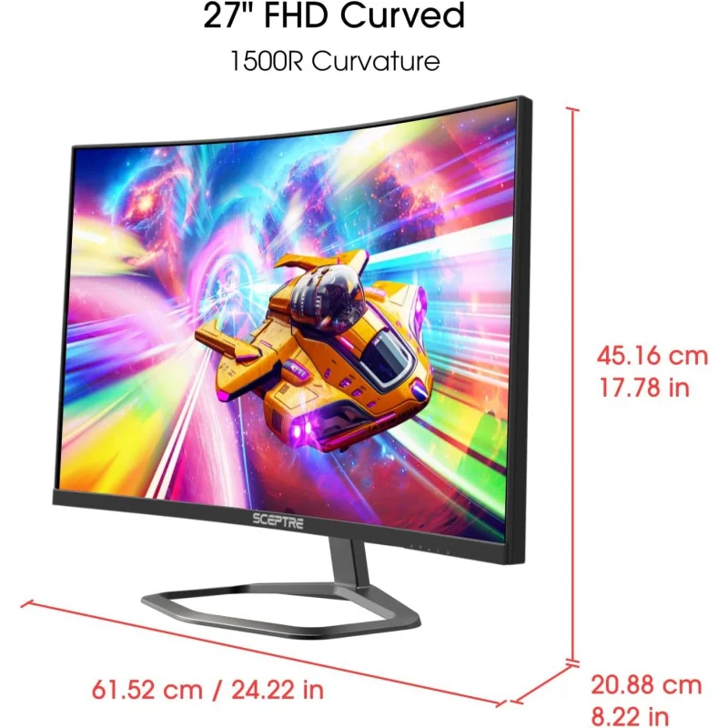 Sceptre 27inch Curved Gaming Monitor up to 240Hz DisplayPort HDMI 1ms