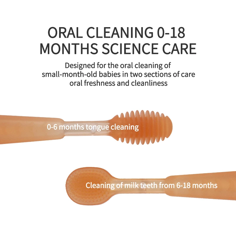 Baby Toothbrush 2 Pcs Baby Toothbrushes 0-18 Months Tongue Cleaning Food Grade Silicone Bpa Free