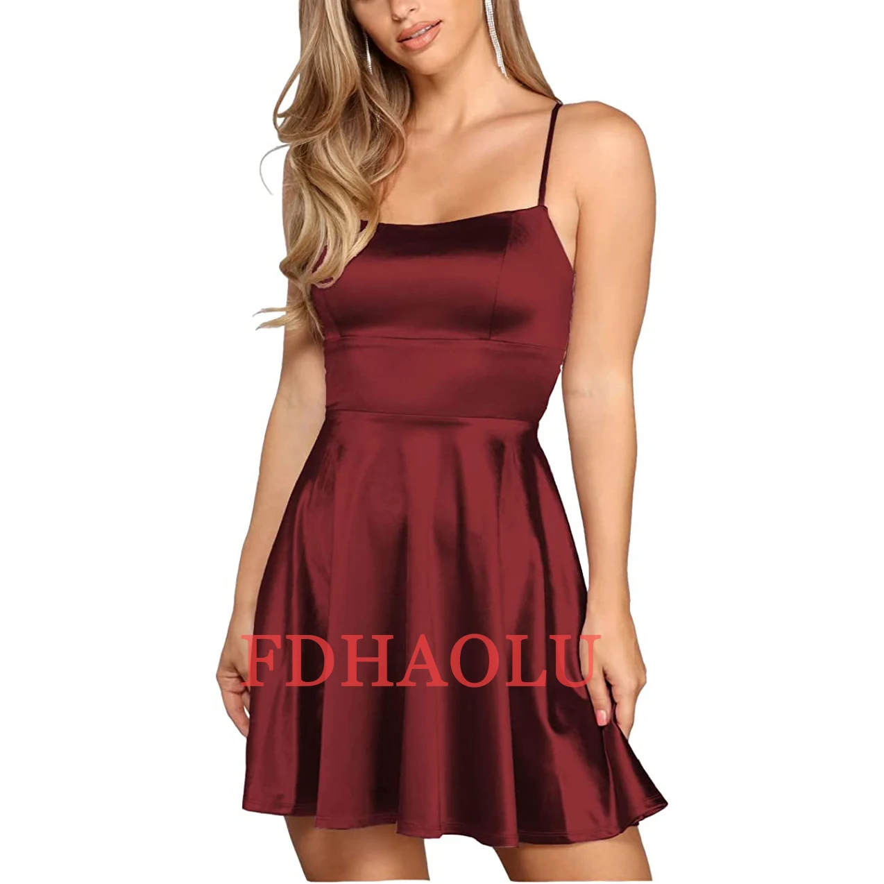 Short Thin Shoulder Prom Dress with Pocket Satin Homecoming Dress Suitable for Youth AE0810