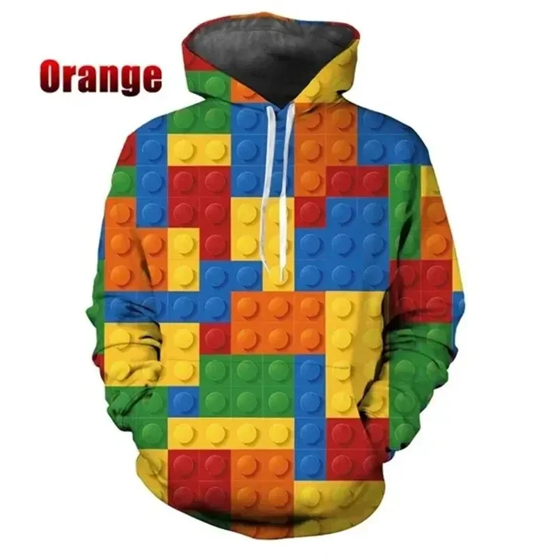 thumbnail image 1 of Sudadera con capucha de moda para hombre, con estampado 3D de bloques de rompecabezas, tendencia de otoño e invierno, sudadera de manga larga de gran tamaño para exteriores, 1 of 4