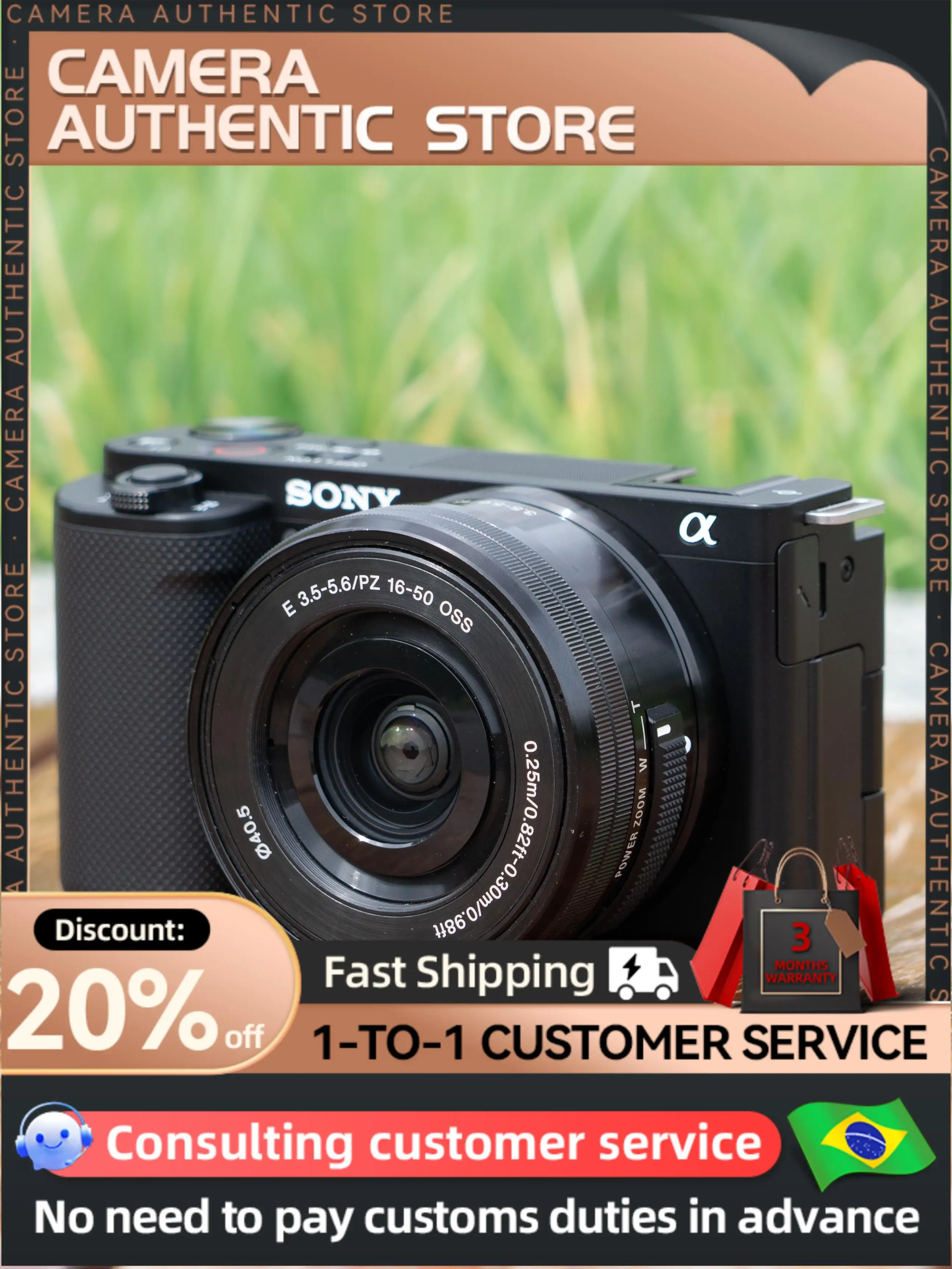 SONY Alpha ZV-E10 ZVE10 APS-C E-Mount Vlog Mirrorless Digital Camera 16-50mm Lens Compact 4K