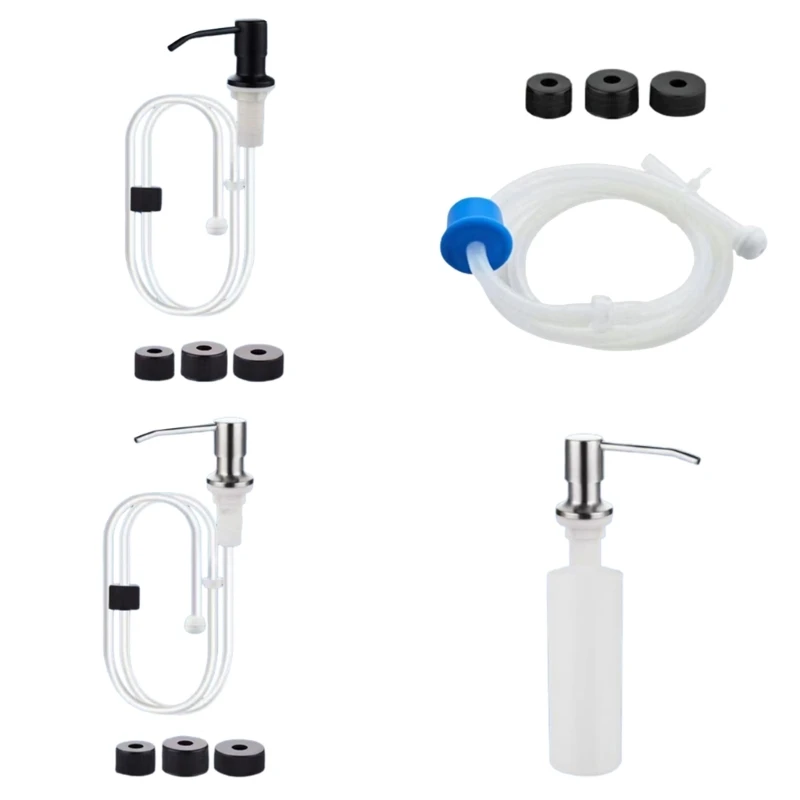 Practical Kitchen Sink Soap Dispenser Pump Bottle Dish Soap Dispenser with Flexible Silicone Long Hose for Easy Use M4YD