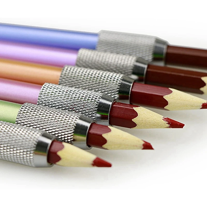 12PCS Metal Color Rod Single-End Pencil Extender Pencil Extender Pen Receptacle Pen Extension Case