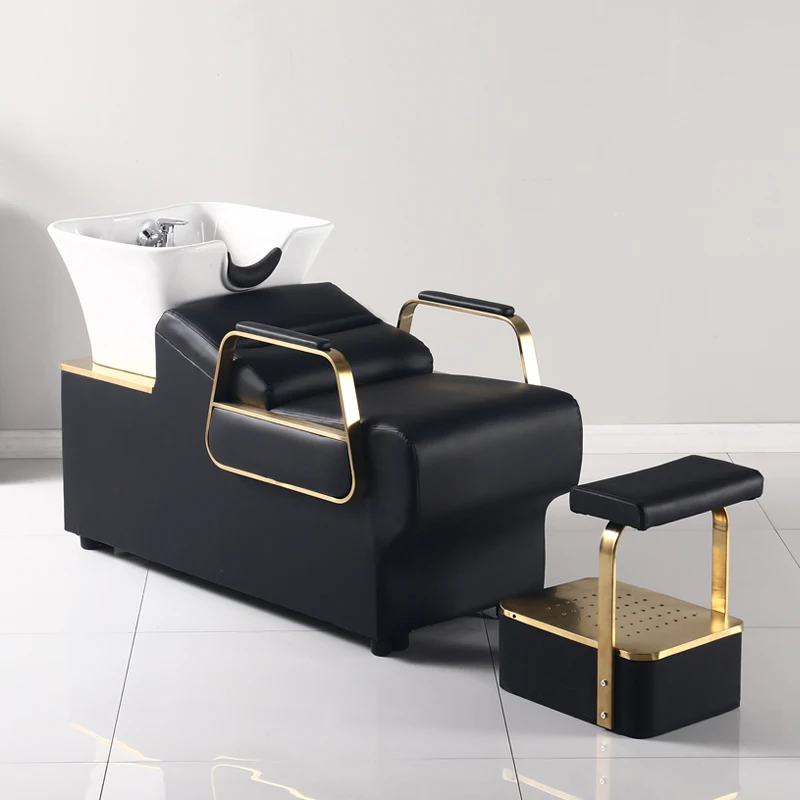 Luxury Beauty Shampoo Bed Stylist Ergonomics Adjust Barber Shampoo Bed Lounge Shower Cadeira Cabeleireiro Salon Furniture BL50SD