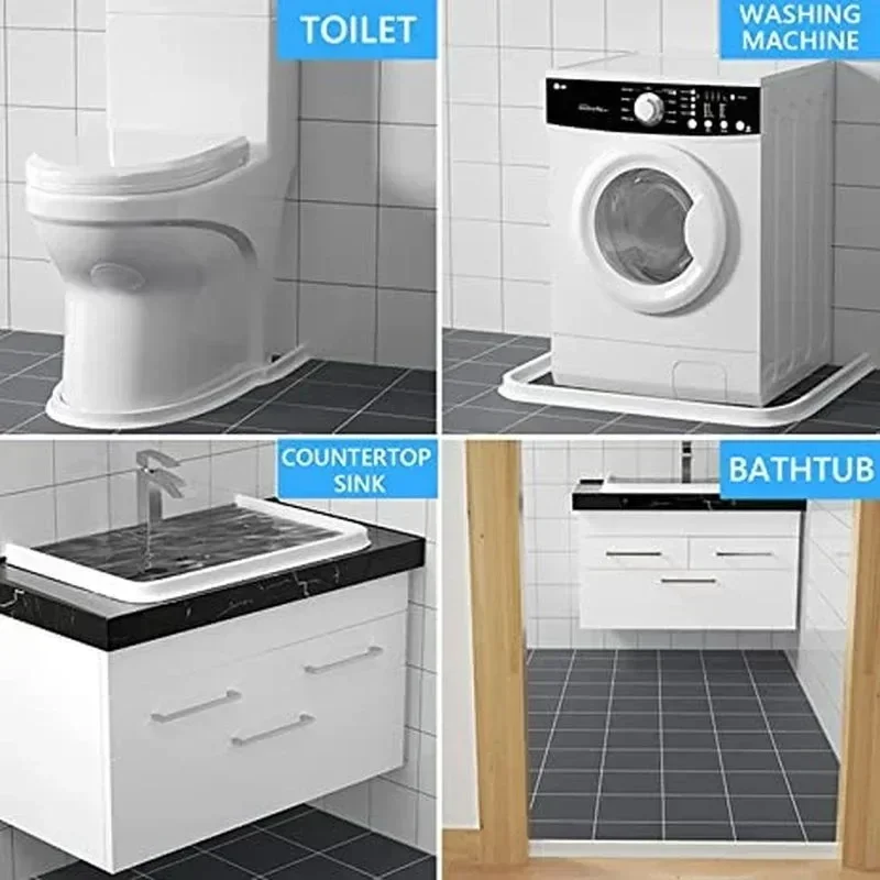 Self-adhesive Bathroom Water Retaining Strip Countertop Water Stopper Bendable Dry Wet Separation Blocker Shower Barrier Dam