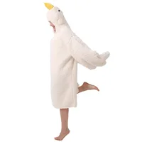 New Thicken Coral Fleece Hooded Robe Big Goose Nightgown Funny Goose Couple Cute Cartoon Sleepwear Cosplay Duck Home Clothes - Image 5