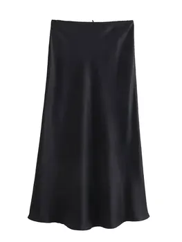 Mooyufon femmes mode 2024 printemps nouveau Satin Texture nœud décoration Vintage Chic femme taille haute H ligne jupes longues Mujer