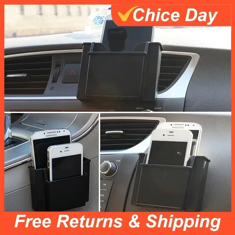 Car Storage Bag Mobile Phone Charge Box Air Vent Outlet Holder Pocket Organizer Auto Door Side Key Box Ornament Car Accessories
