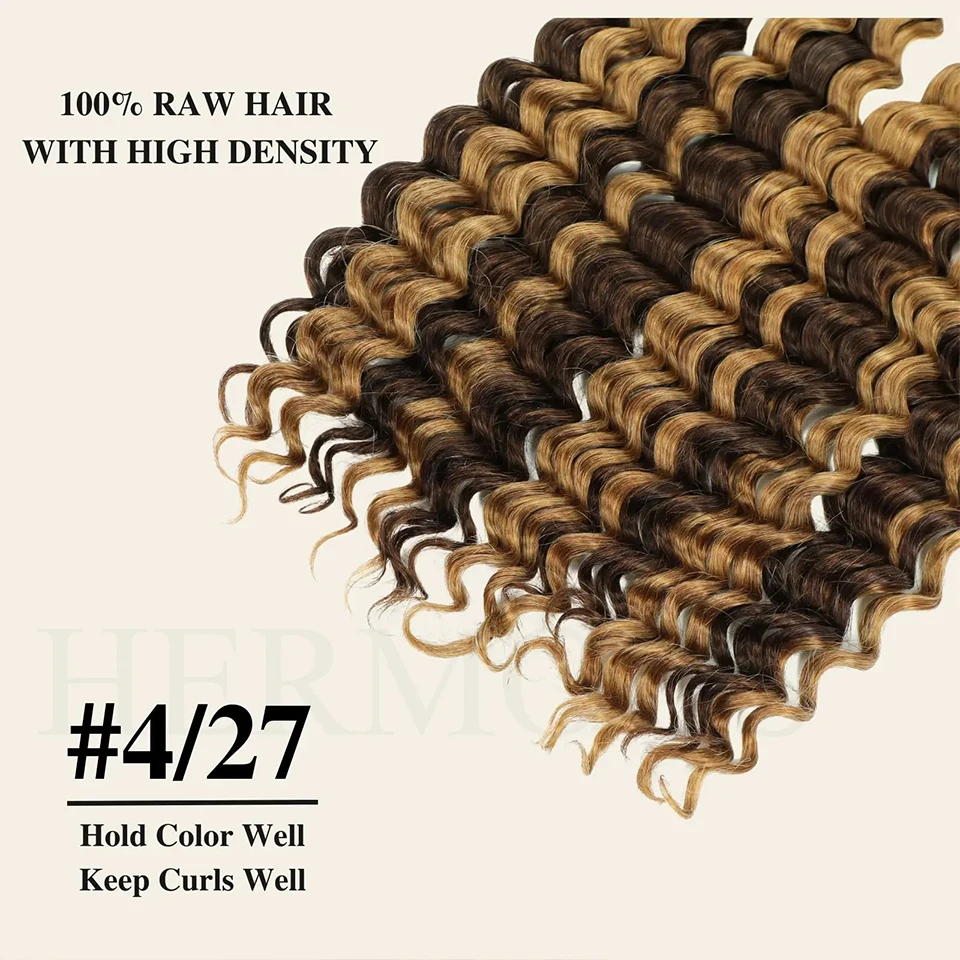 26 28 Inches Deep Wave Highlight Ombre Bulk Human Hair For Braiding No Weft 100% Virgin Hair Curly Extensions For Boho Braids