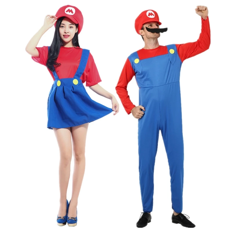 

Game Anime Cosplay Halloween Costumes Funny Super Brother Bros Children Fantasia Cosplay Jumpsuit Xmas Carnival Adult Woman Suit
