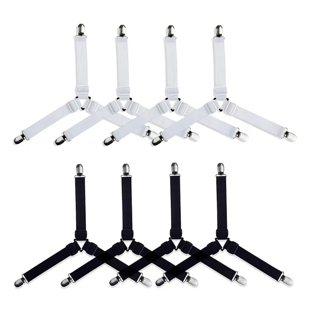 Sheet Clips 4PCS/Set Adjustable Sheet Comforter Retainer Tablecloth Sofa Cover Sheet Buckle Tent Clip Metal