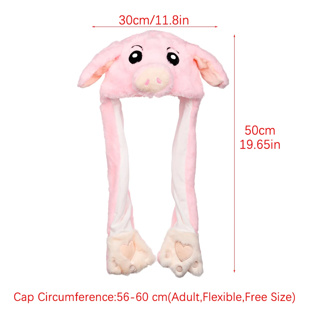 Women Girls Soft Warm Moving Jumping Rabbit Pinch Airbag Animals Ear Hat Funny Cap Plush 6