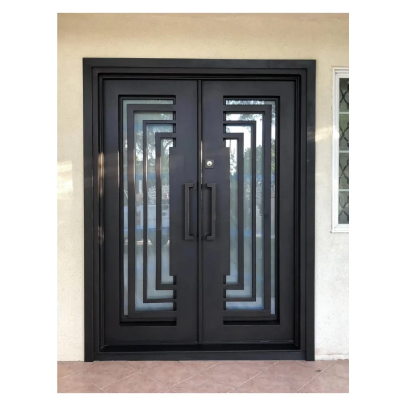 Customizable Wrought Iron Entry Double Doors for Houses Modern Villa Outdoor Apartment Iron Door Customization Support