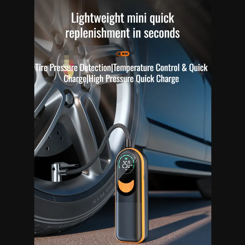 Car multifunction digital display mini portable inflatable pump car wireless charging pump air pump electric tire inflator air compressor pump tire inflator inflatable pump