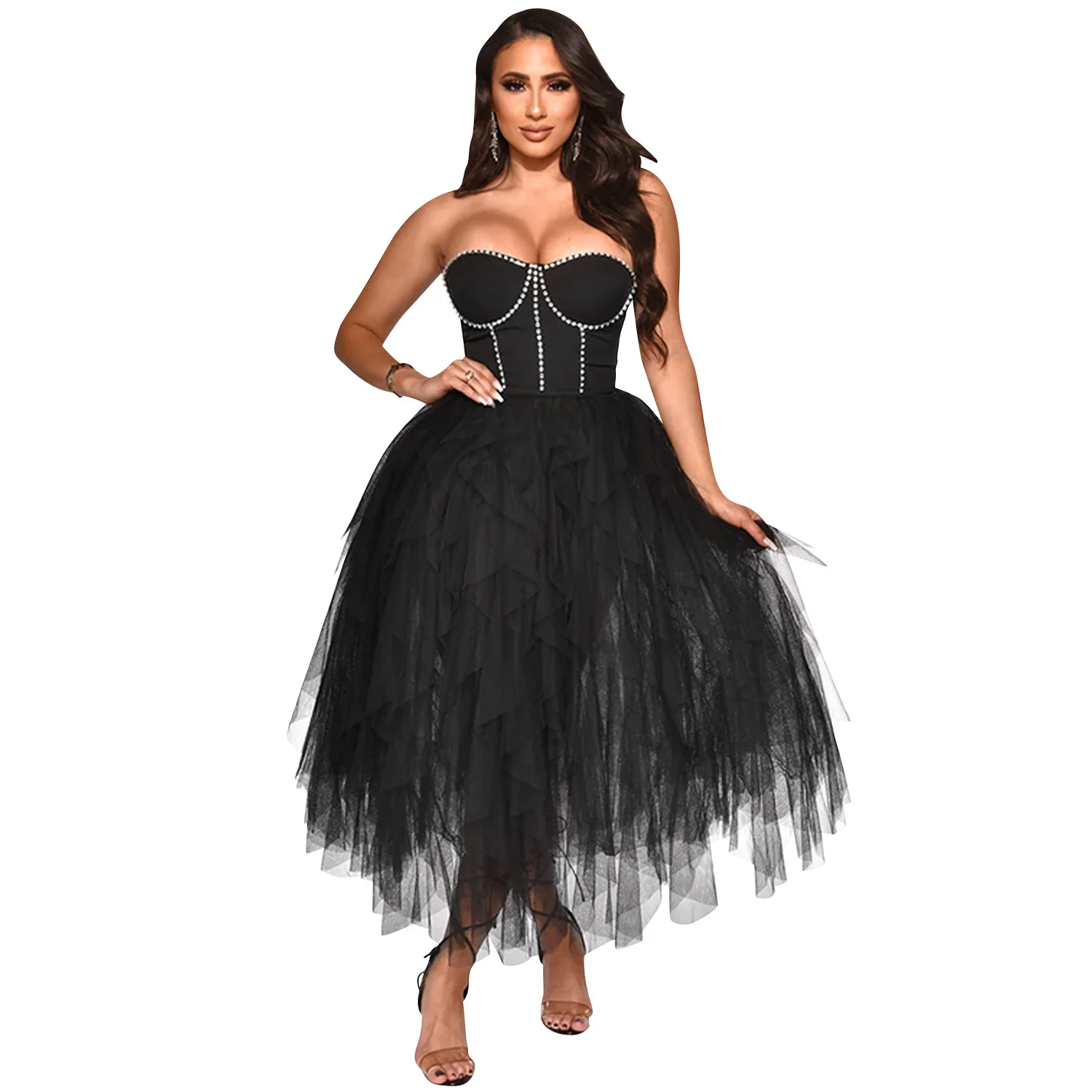 

Cutubly Dresses Fashion Pieces For Women Party Birthday Lady Clothes Lace Princess Dress Long A-line Straps 2022 Slim Elegant