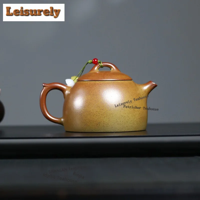 200ml Yixing Purple Clay Teapots Handmade Flowers Birds Pot Raw Ore Wood-fired Porcelain Tea Infuser Kettle With Strainer Zisha