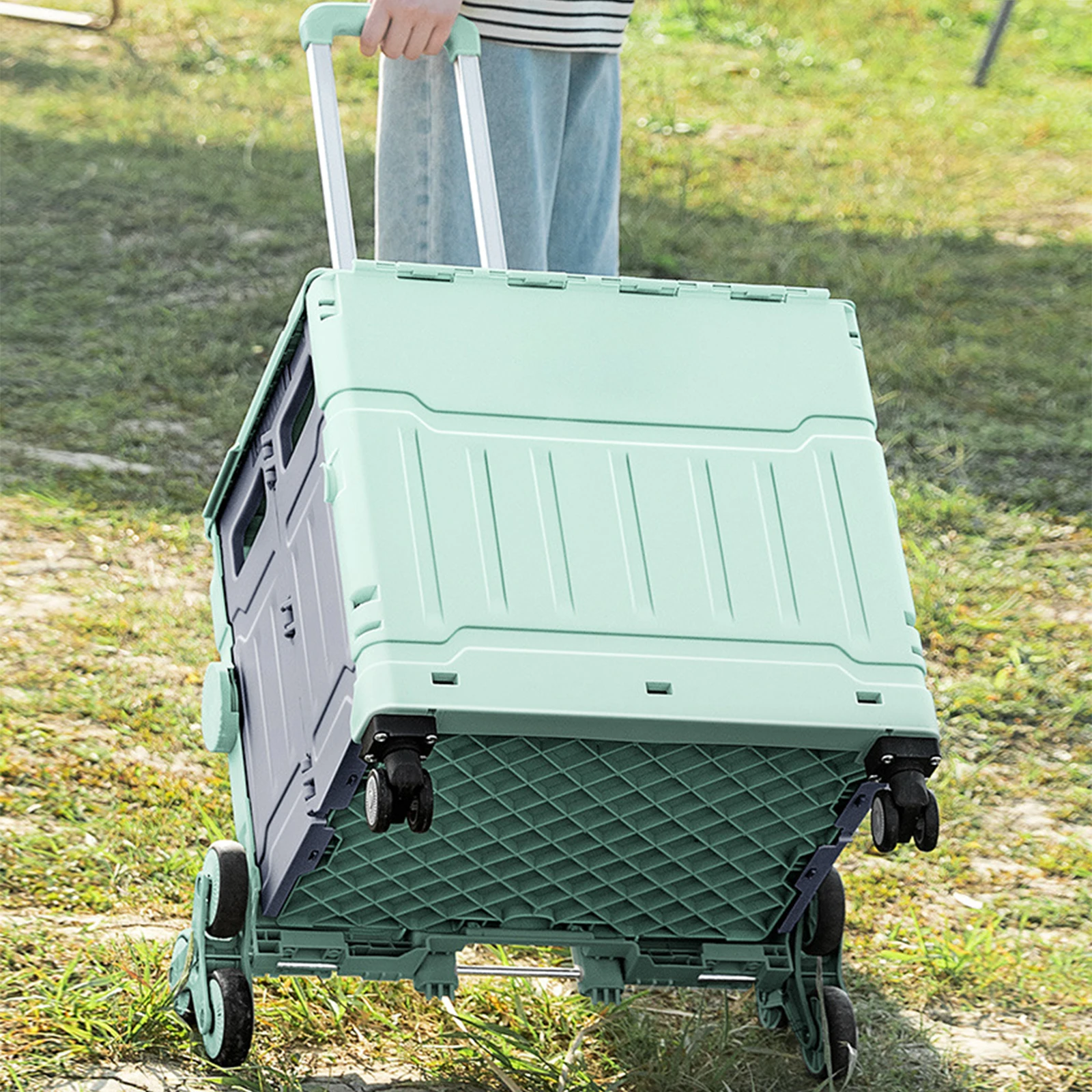 Lightweight Brushed Trolley Luggage Express Folding Shopping Cart for Climbing Stairs Home Hand Pull
