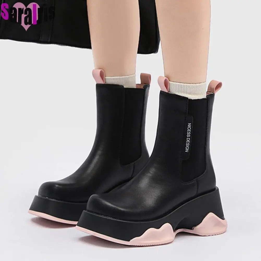 

Женские ботильоны из натуральной коровьей кожи, на платформе и высоком каблуке