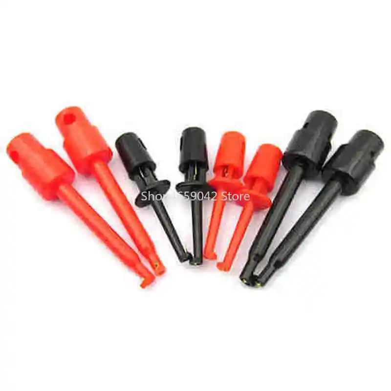 10PCS/Lot Test Hook Clip Grabbers Multimeter Lead Wire Test Probe SMT SMD IC Cable Welding Red Black test probes test leads