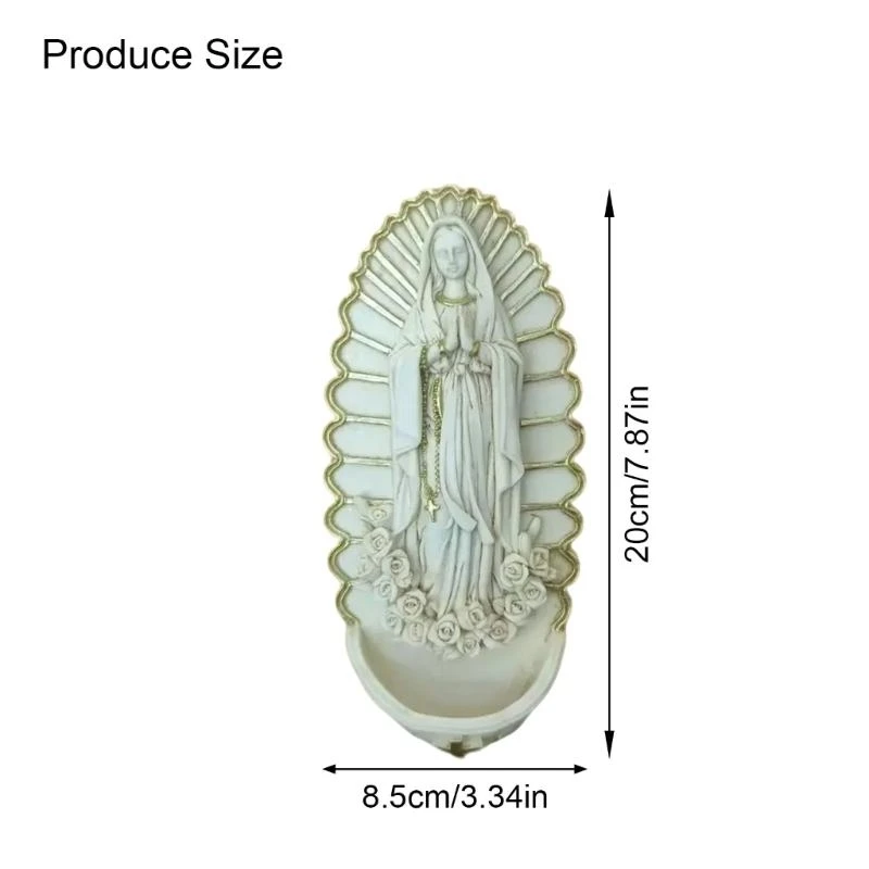 Resins Holy Water Font Statue Sacred Figurine Catholic Home Wall Hanging Decors