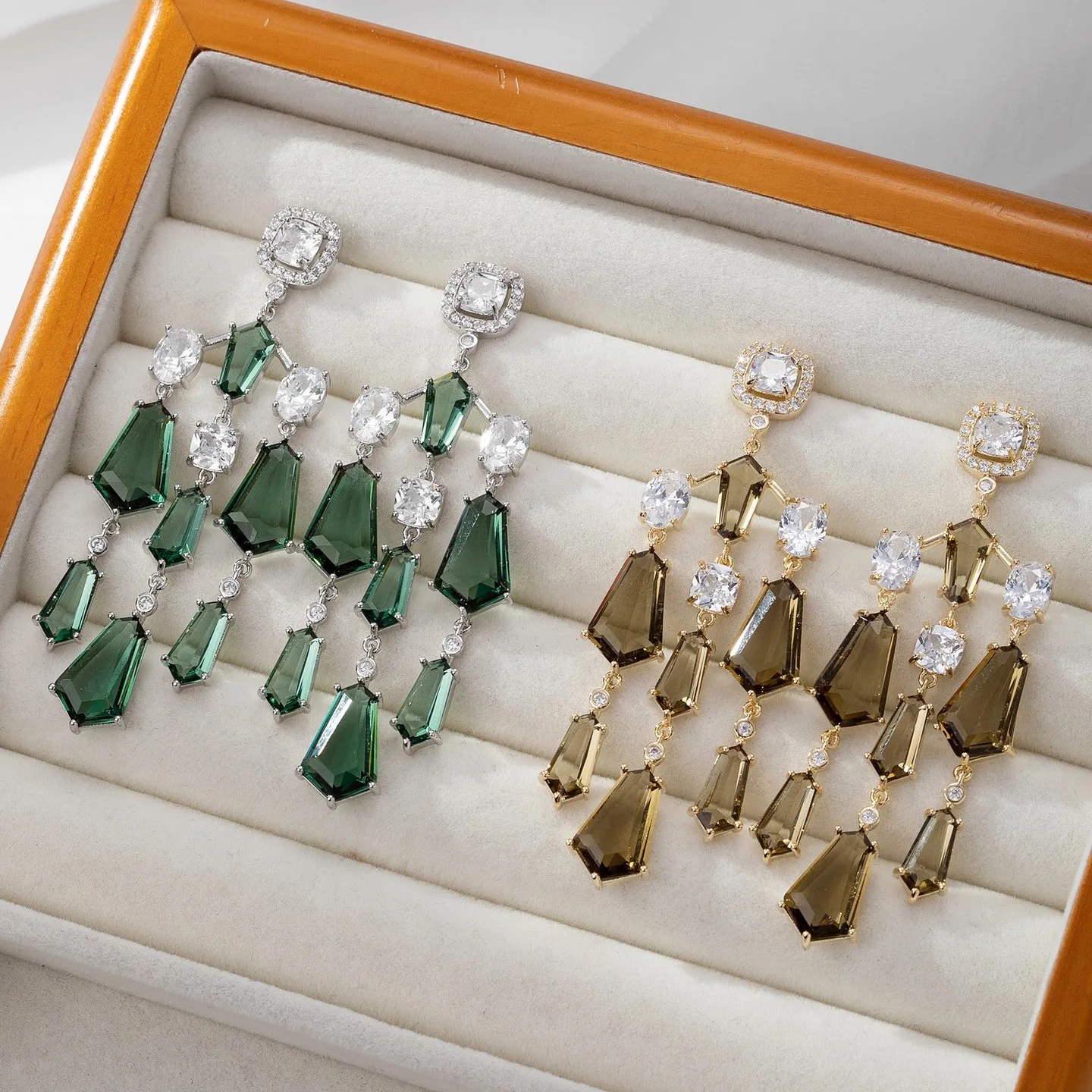 

Bilincolor Zircon hexagonal Tassel Earrings for Women