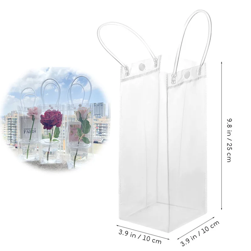 100 Clear Reusable PVC Gift Bags with Handles