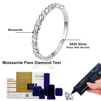 Full Moissanite Ring 925 Sterling Silver with 18K Gold Plated Diamond Engagement Wedding Bridal Band Jewelry For Women 5