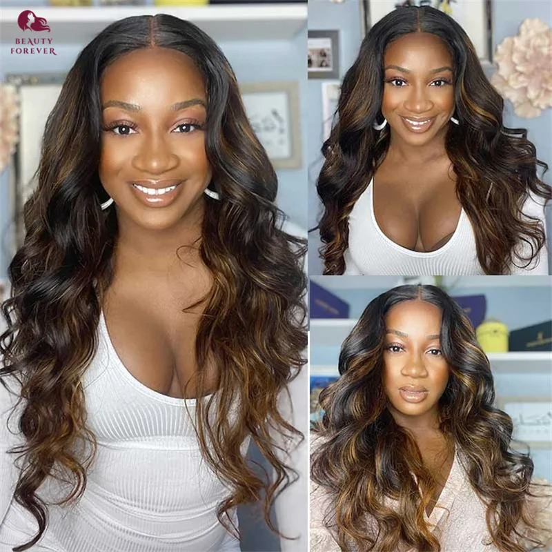 

Smart Bye Bye Knots Glueless Wig Human Hair Ready to Wear Balayage Brown Color Brazilian Body Wave Lace Front Human Hair Wig