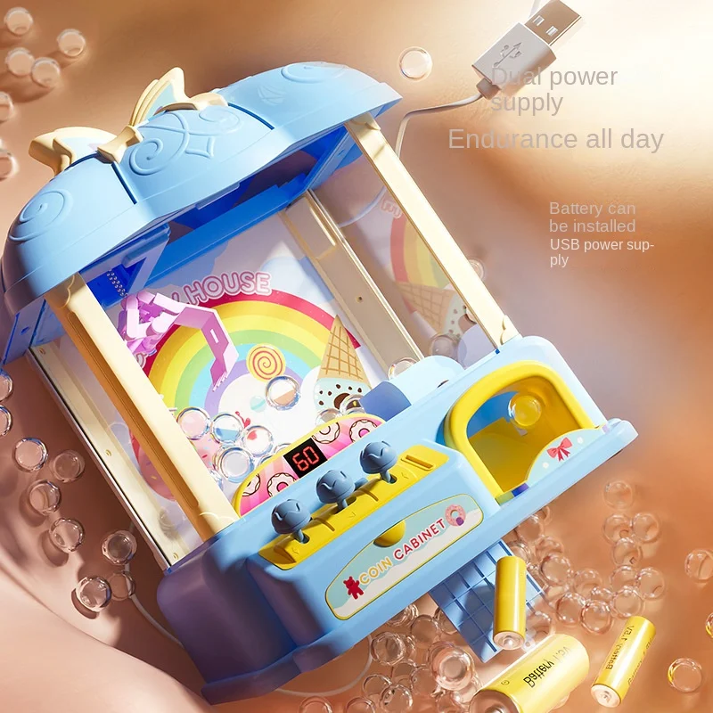 Kids Claw Machine Mini Doll Machine Claw Catch Clip Doll Toy Coin Operated Play Game Arcade Crane with Music and Light 4