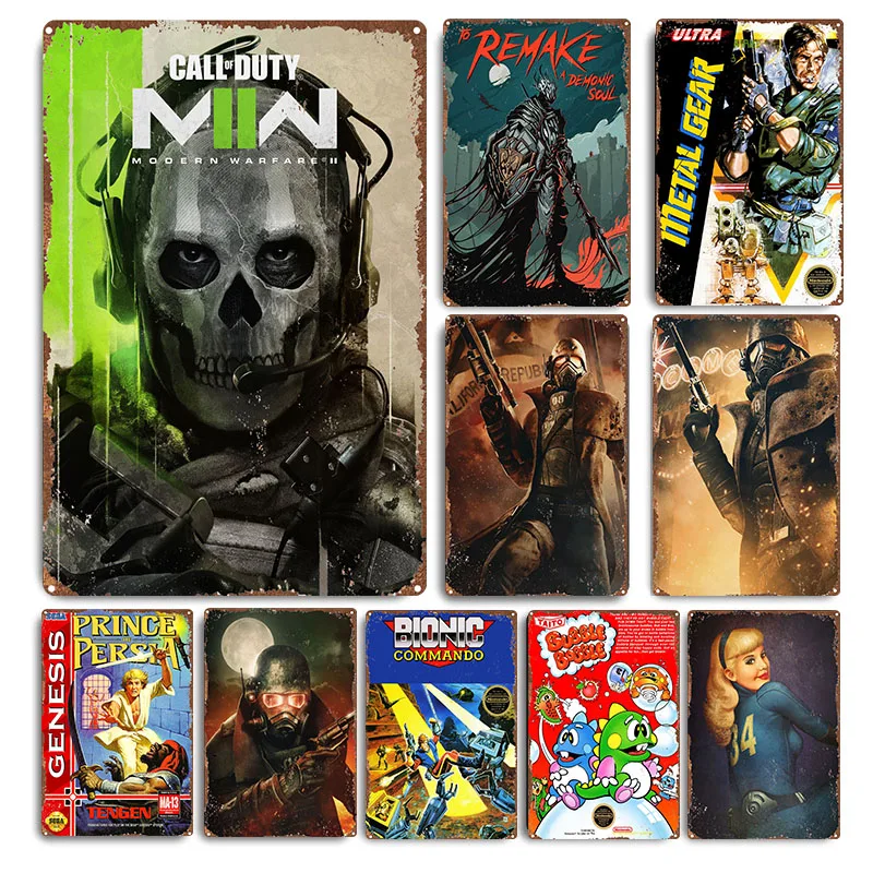 Games Poster Metal Tin Sign Home Bar Club Wall Decor Classic Metal Wall Signs Gamer Vintage Plate Plaque Print Painting
