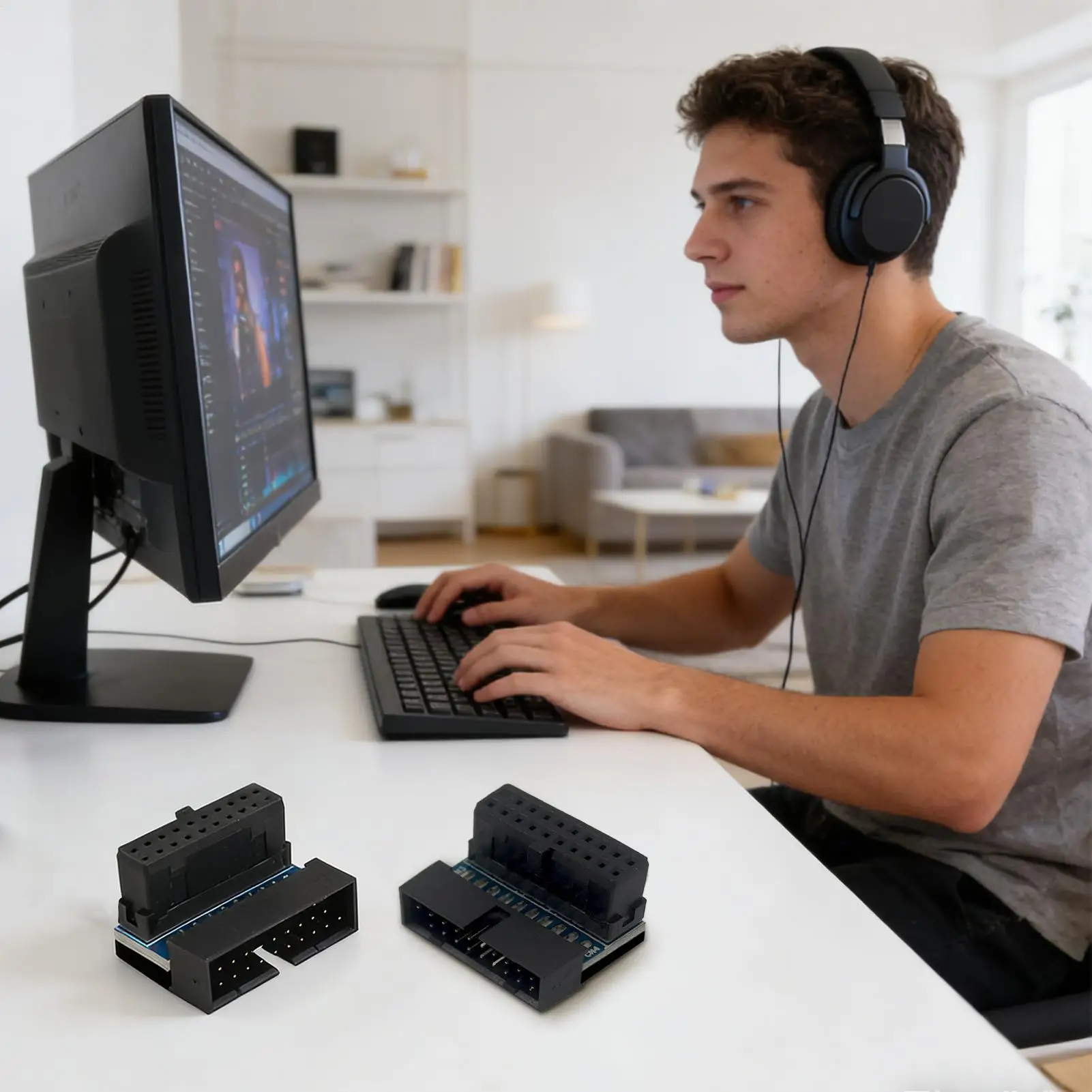 마더보드 USB 어댑터 남성-여성 커넥터 컴퓨터 PC 워크스테이션 홈 오피스 게임용 USB 마더보드 확장 어댑터