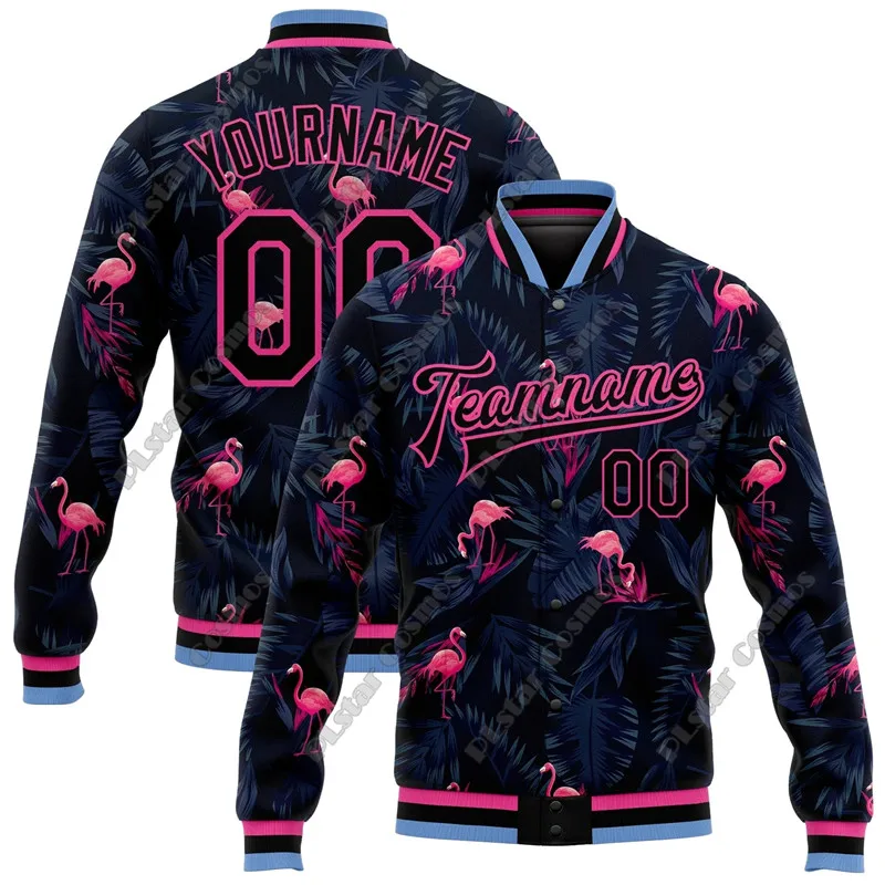 

Fashion Custom Hawaiian Palm Tropical Flamingo Pineapple Dolphin 3D Print Full Button Jacket Casual Unisex Full Button Jacket
