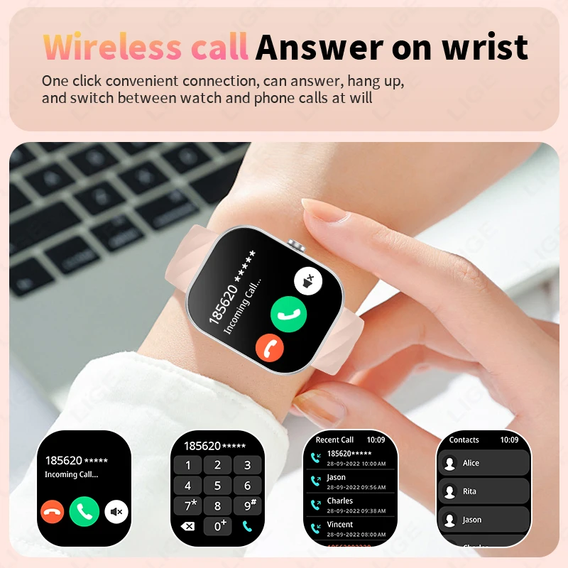 LIGE Women Smart Watch 2.01 inch Bluetooth Call Men Voice Assistant Heart Rate Monitor Sleep Tracker Smartwatch For Android IOS