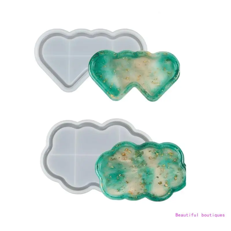 

Table Coaster Molds Silicone Cloud Heart Tray Molds Epoxy Resin Casting Molds Jewelry Storage Decoration Mould for DIY DropShip