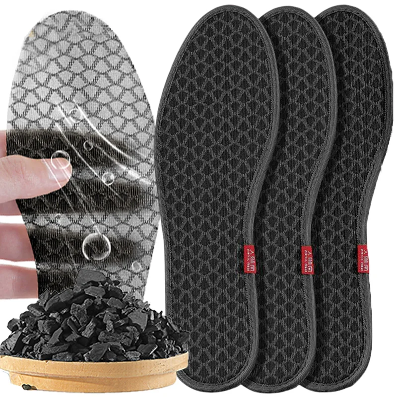 Description Picture 4 of itemDeodorant Foot Insoles Bamboo Charcoal Insert Light Weight Mesh Breathable Shoe Pad Insert Suction Perspiration Insole
