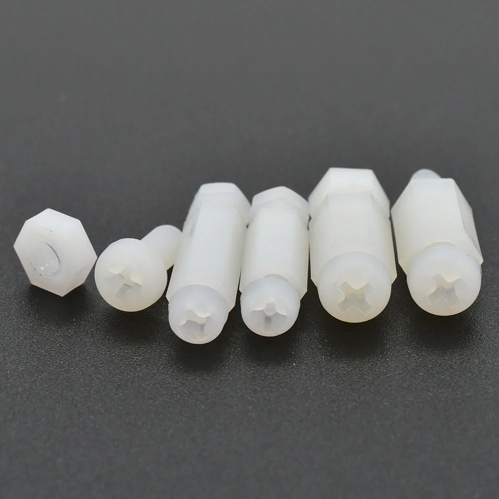 Description Picture 5 of itemWhite Nylon Standoff Thread Screw Bolt Nut Set M2 M2.5 M3 M4 M5 M6 Motherboard Standoffs Spacers Male To Female Hex PCB Pillars
