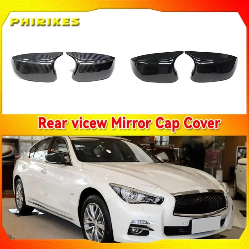 

Car Side 2pcs Glossy Painted Bright Black for Infiniti Q50 Q60 Q70 SQ50 XQ30 2014-2020 Rearview Mirror Cover Caps